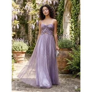 Hailey Logan by Adrianna Papell Purple Glitter Tulle Gown Prom Formal Dress 3/4